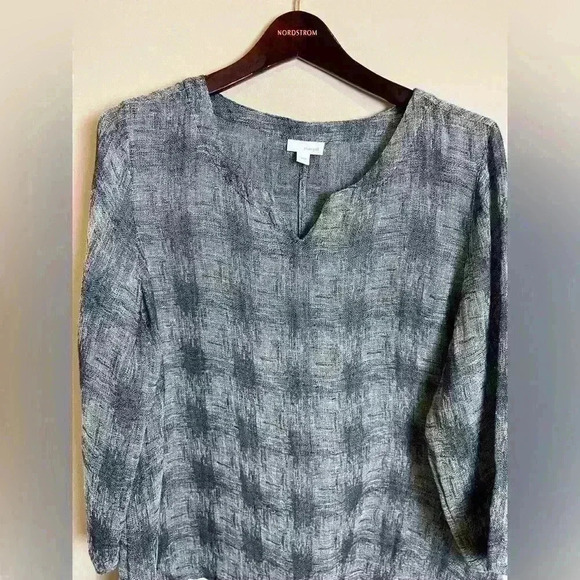 Pure Jill top 80% linen navy grey top L - Picture 3 of 8